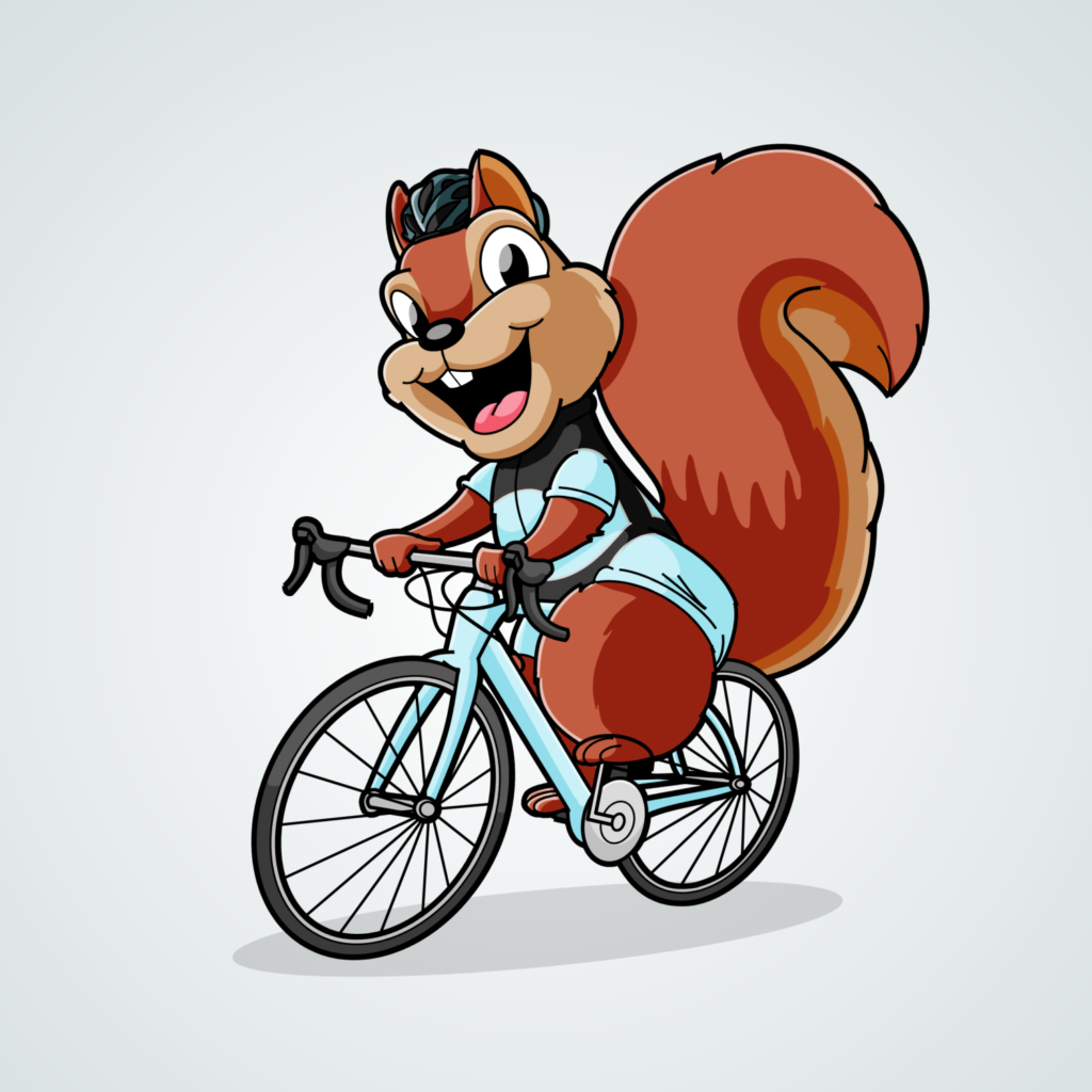 Cartoon Squirrel Riding Bike