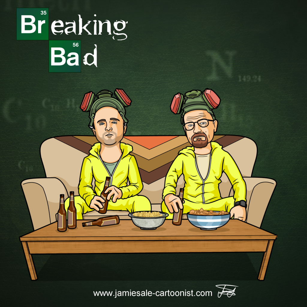 breaking bad walt jesse heisenberg sofa meth gear cartoon character